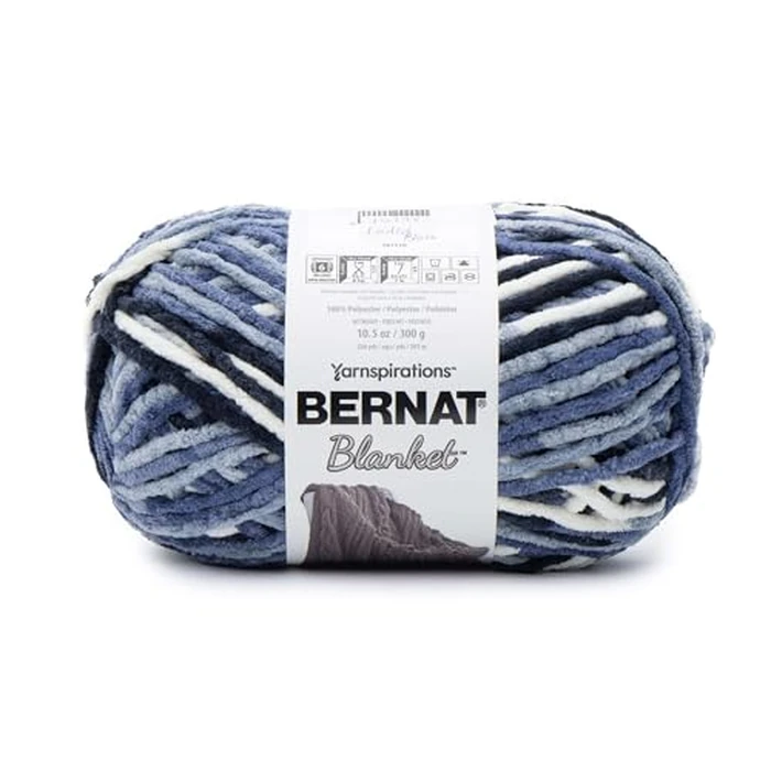 Bernat Blanket Faded Blues Yarn - 2 Pack of 10.5oz/300g - Polyester - 6 Super Bulky - 220 Yards - Knitting/Crochet by Bernat - Used - Good condition