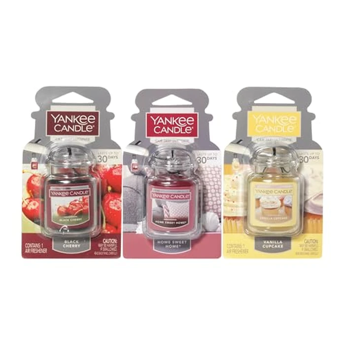 Yankee Candle Car Jar Ultimate, Vanilla, Black Cherry & Home Sweet Home, Hanging Air Freshener, Neutralizes Odors with Authentic Fragrance for Travel or Home, 3 Units (Variety Pack) by Yankee Candle - Image 1