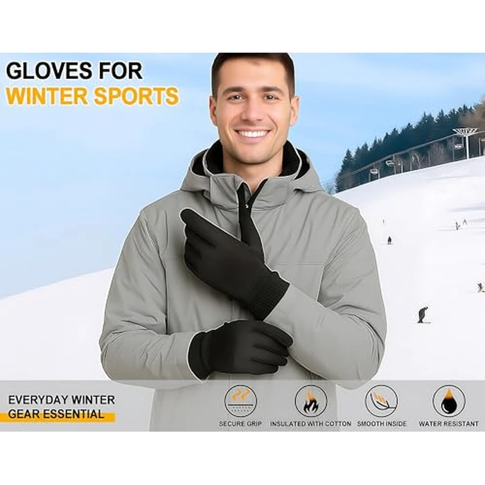 LOUXPERT Winter Waterproof Gloves for Women and Men: Water Proof Touch Screen Gloves Running Hiking, Cold Weather Touchscreen Warm Snow Ski Water Resistant Thermal (Black, Large) by LOUXPERT - Image 2