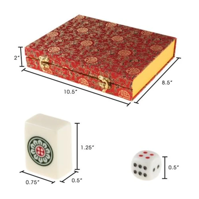 HEY! PLAY! Chinese Mahjong Set with Ornate Storage Case - Traditional Mahjong Tile Game with 146 Engraved Tiles and Two Dice for Adults and Kids by HEY! PLAY! - Image 7