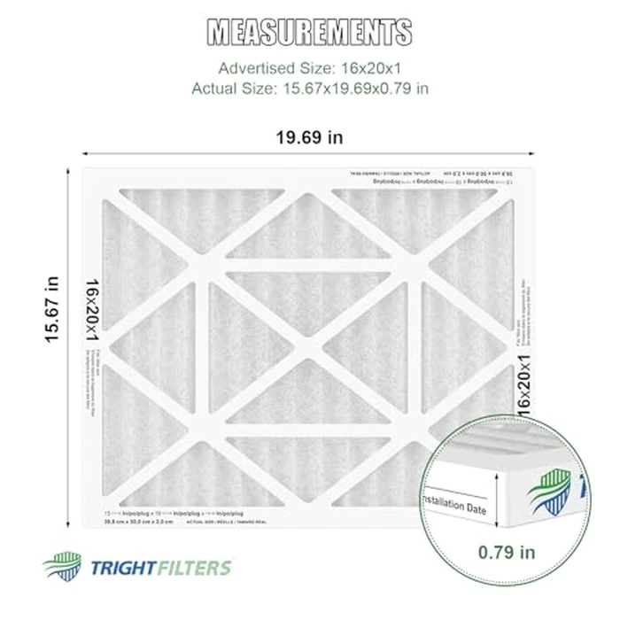TRIGHTFILTERS 16x20x1 Air Filter 4 Pack, MERV 8 Pleated Dust Defense Air Filters Replacement Air Conditioner HVAC AC Furnace Filter, Durable and Lightweight by TRIGHTFILTERS - Used - Like New condition
