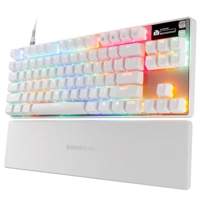SteelSeries Apex Pro TKL Gen 3 White OmniPoint 3.0 Switches - Adjustable Actuation - Rapid Trigger - Game-Ready Presets - Protection Mode - Rapid Tap/SOCD - OLED - RGB - PBT Keycaps - USB-C by SteelSeries - Used - Acceptable condition - CA$185.90