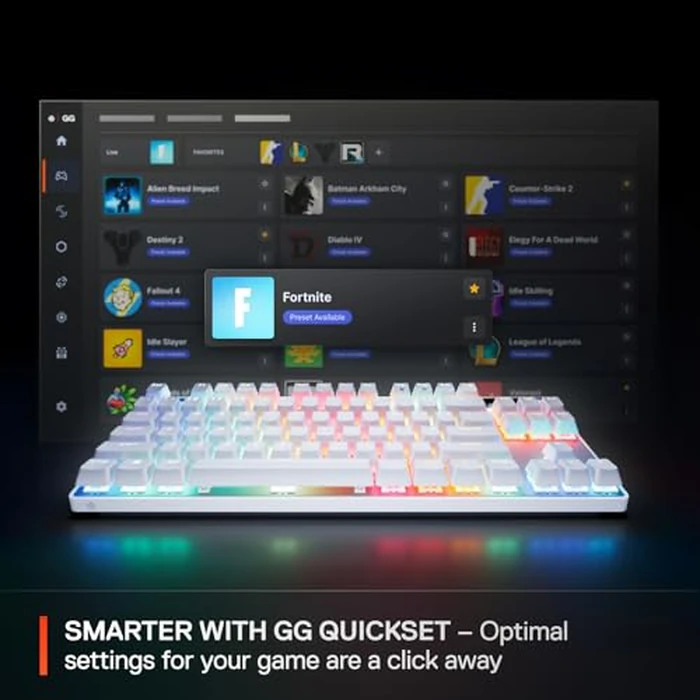 SteelSeries Apex Pro TKL Gen 3 White OmniPoint 3.0 Switches - Adjustable Actuation - Rapid Trigger - Game-Ready Presets - Protection Mode - Rapid Tap/SOCD - OLED - RGB - PBT Keycaps - USB-C by SteelSeries - Image 4