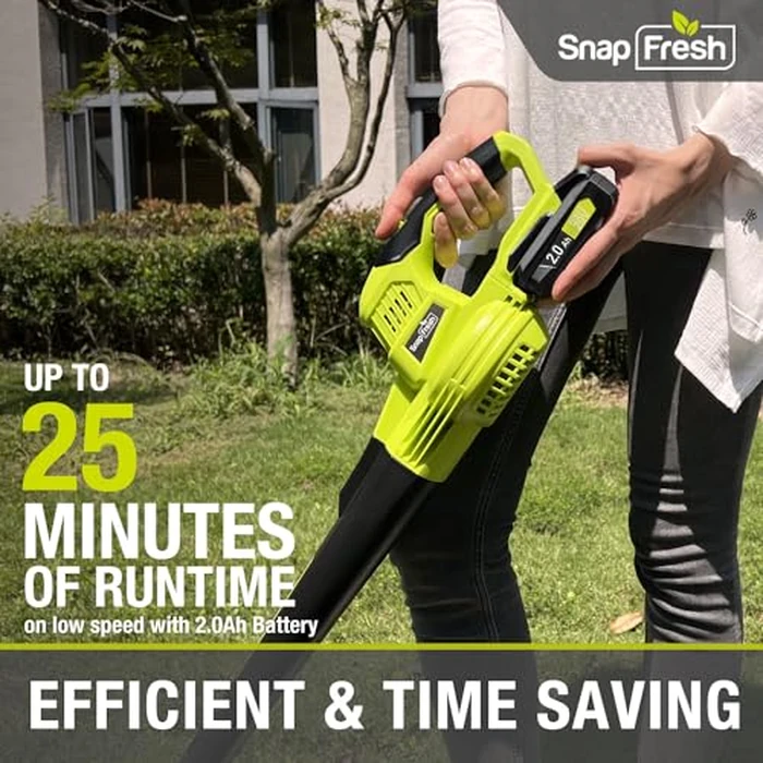 SnapFresh 20V Cordless Electric Leaf Blower - Lightweight with 2.0Ah Battery & Fast Charger, 2 Speed Modes for Lawn, Patio, Yard & Sidewalk Care by SnapFresh - Image 4