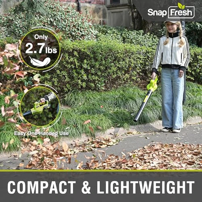 SnapFresh 20V Cordless Electric Leaf Blower - Lightweight with 2.0Ah Battery & Fast Charger, 2 Speed Modes for Lawn, Patio, Yard & Sidewalk Care by SnapFresh - Image 5