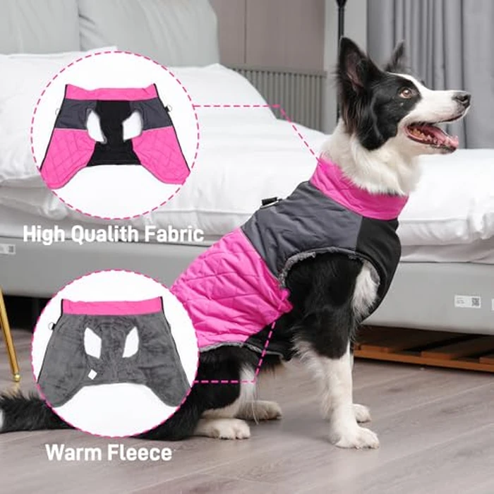 JoyDaog Warm Fleece Dog Coats for Small Dogs,D-Rings Waterproof Puppy Jacket for Cold Winter,Pink S by JoyDaog - Image 6