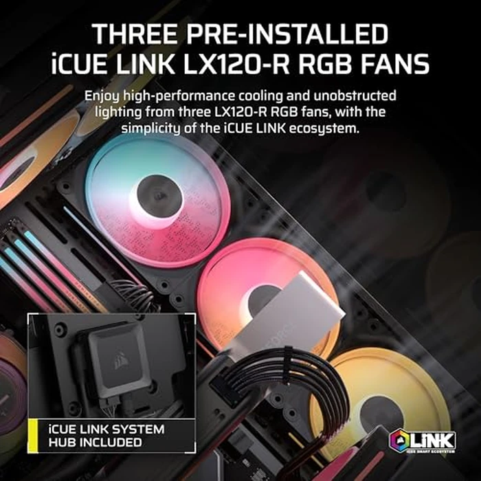 CORSAIR 3500X LX-R RGB iCUE Link Mid-Tower PC Case - 3X Pre-Installed LX120-R RGB Fans, Includes iCUE Link System Hub, GPU Anti-Sag Arm, Fits up to 10x 120mm Fans - Black by Corsair - Image 3