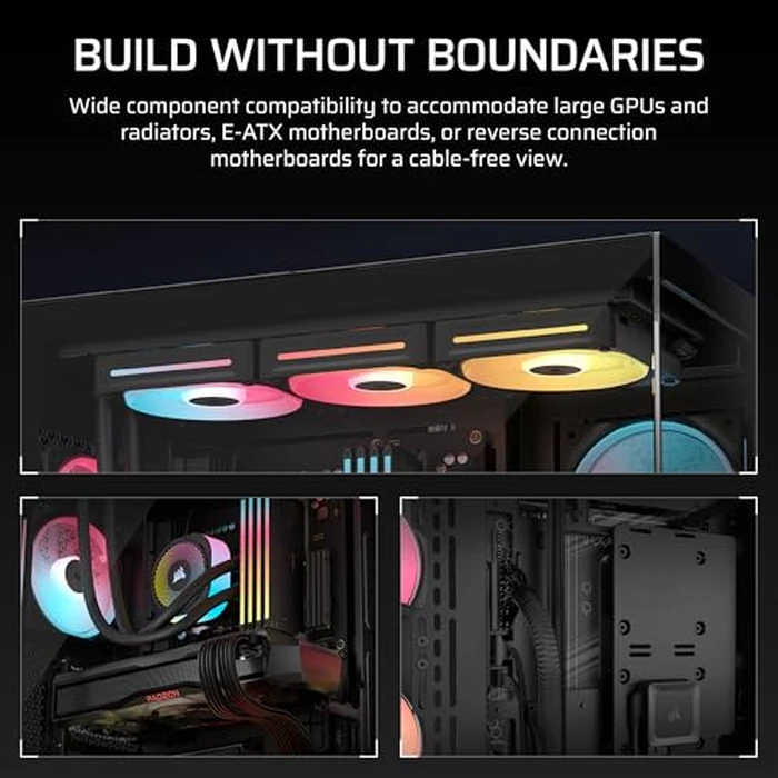 CORSAIR 3500X LX-R RGB iCUE Link Mid-Tower PC Case - 3X Pre-Installed LX120-R RGB Fans, Includes iCUE Link System Hub, GPU Anti-Sag Arm, Fits up to 10x 120mm Fans - Black by Corsair - Image 4