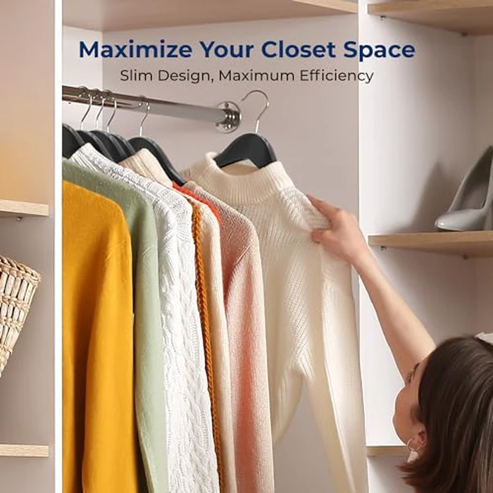 SereneLife Wood Hangers 20 Pack, Space Saving Heavy Duty Slim Coat Hangers, Great Hangers for Suits/Clothes/Jackets, Smooth Finish w/ 360 degrees Swivel Hook by SereneLife - Image 5