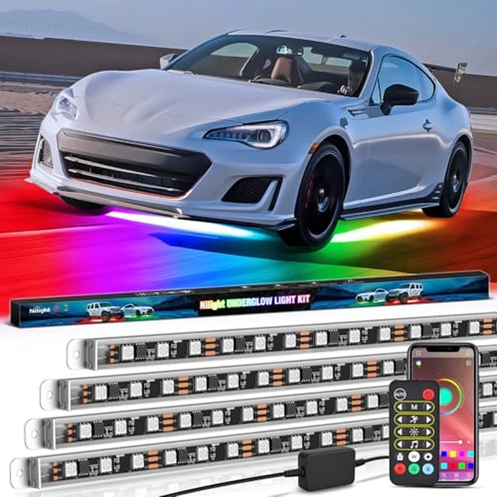 Nilight 4Pcs Aluminum Underglow Neon Accent Strip Lights 396 LEDs Dream Color Door Assist Multi Mode Sound Active Function Music Modes with APP Remote Control Underbody Light Strips for Car Truck RV by Nilight - Used - Very Good condition - US$50.34
