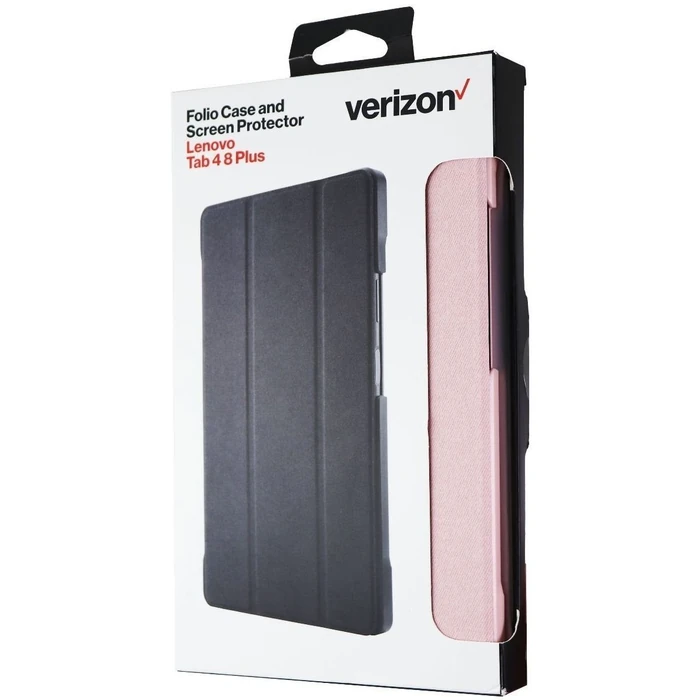 Verizon Folio Tablet Case and Screen Protector for Lenovo Tab 4 8 Plus - Pink by Verizon - Refurbished - Brand New condition