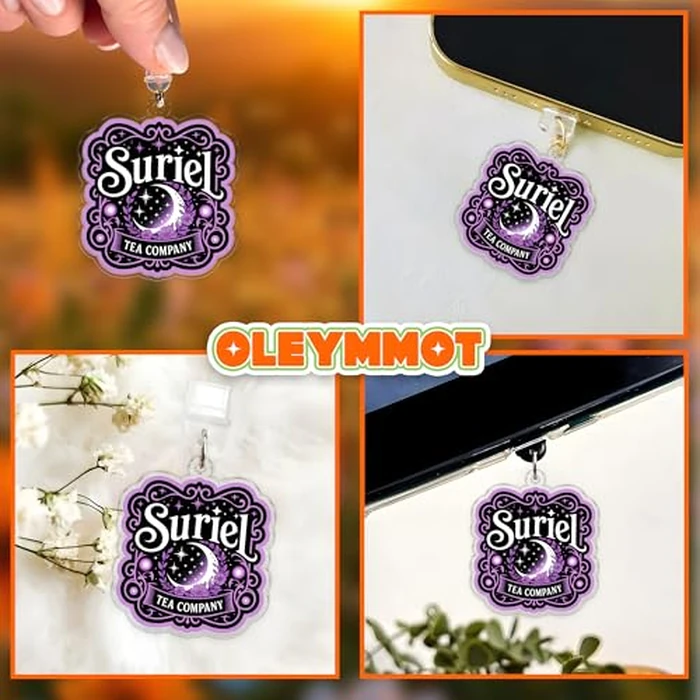 Suriel Tea Company Kindle Charms, Dust Plug Charm 1.5 Inches ACOTAR Bookish Book Club Romantasy Fantasy Reading Lightning/Type C Acrylic Material Accessories Kindle, Charms for E-Reader, Phone Gifts by Generic - Image 4