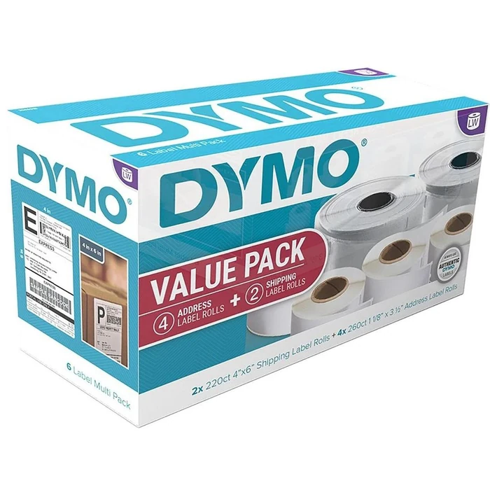 Dymo Labelwriter Value Pack White Label Rolls (6 Roll Multi Pack) - White by Dymo - Refurbished - Brand New condition