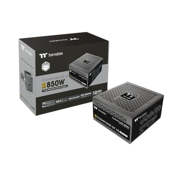 Thermaltake Toughpower GF A3 850W, True 450W 12V-2x6 Connectors on PSU & NVIDIA RTX 50 Series, ATX 3.1/PCI-E 5.1, 80+ Gold, SLI/Crossfire Ready Power Supply, PS-TPD-0850FNFAGU-L, 10 Year Warranty by Thermaltake - Used - Acceptable condition - US$63.64