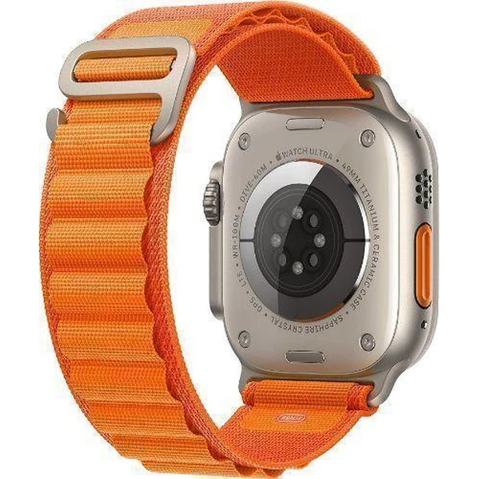 Apple Watch Ultra (Cellular + GPS) - 32GB - 49mm - Titanium Titanium Case with Orange Textile Alpine Loop Band - Large Size by Apple - Image 3