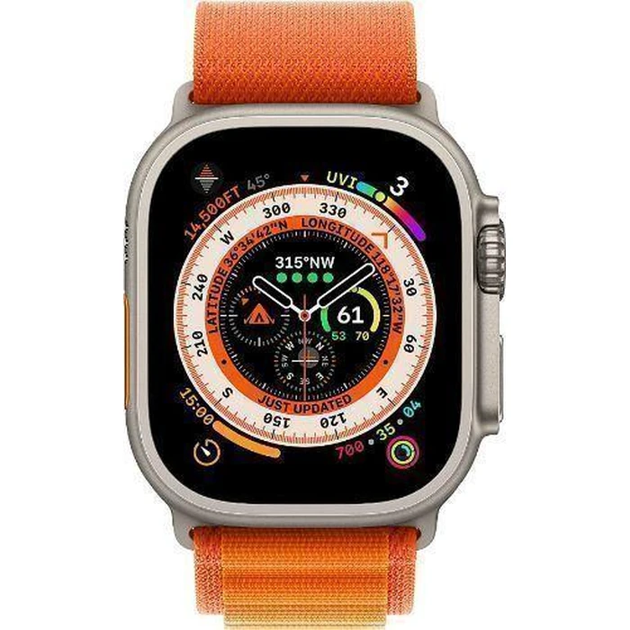 Apple Watch Ultra (Cellular + GPS) - 32GB - 49mm - Titanium Titanium Case with Orange Textile Alpine Loop Band - Large Size by Apple - Refurbished - Premium condition