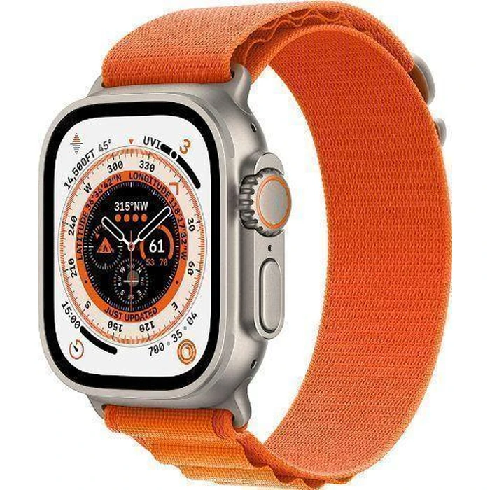 Apple Watch Ultra (Cellular + GPS) - 32GB - 49mm - Titanium Titanium Case with Orange Textile Alpine Loop Band - Large Size by Apple - Image 2