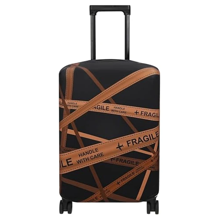 Explore Land Travel Luggage Cover Suitcase Protector Fits 23-26 Inch Case (Gold Fragile, M) by Explore Land - Used - Very Good condition