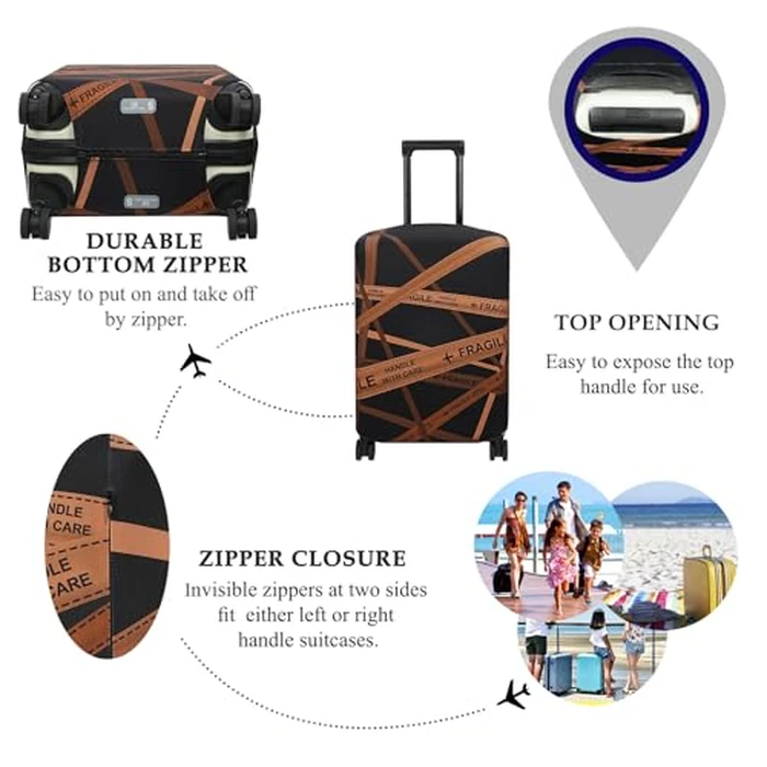 Explore Land Travel Luggage Cover Suitcase Protector Fits 23-26 Inch Case (Gold Fragile, M) by Explore Land - Image 3