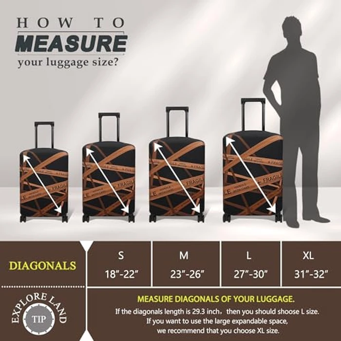 Explore Land Travel Luggage Cover Suitcase Protector Fits 23-26 Inch Case (Gold Fragile, M) by Explore Land - Image 5