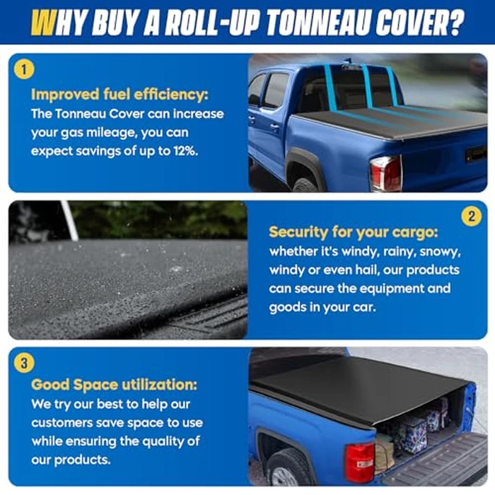 Soft Roll-up Truck Bed Tonneau Cover for Dodge Ram 1500 2009-2018, Ram 1500 Classic 2019-2023, Fleetside 5.7 ft 67.4 in Bed, Without Rambox by Aeagle - Image 9