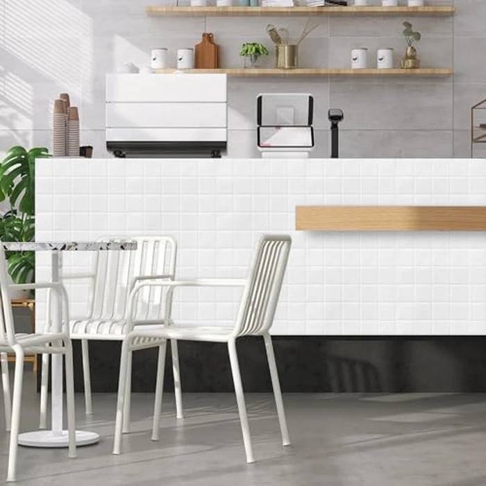 DEWOO Square White Peel and Stick Backsplash Tiles Self Adhesive Subway Checkered for Kitchen Bathroom Wall (10-Sheet,12"x12") by DEWOO - Image 4