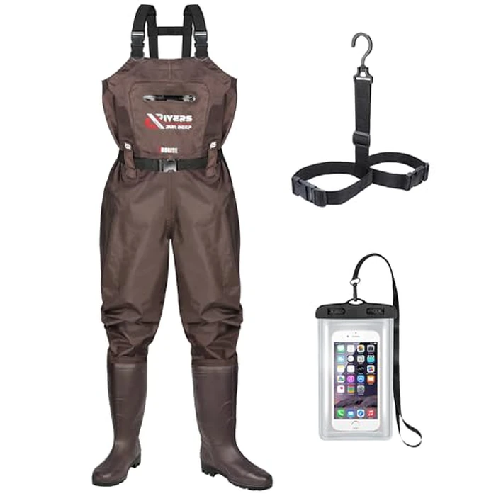PROBITE Fishing Chest Waders for Men Women with Boots Waterproof 2-ply Nylon PVC Lightweight Waders for Hunting(M10/W12,Brown) by PROBITE - Used - Like New condition - US$44.06