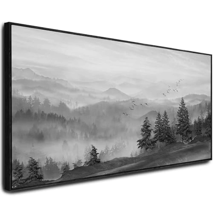 Forest Wall Art Home Decor 60x120 CM Black Art Nature Painting for Living Room Bedroom Kitchen Office Room Decor by Artexist - Used - Very Good condition - CA$96.52