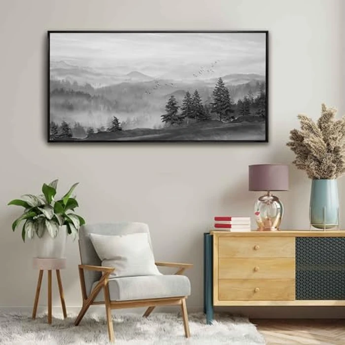 Forest Wall Art Home Decor 60x120 CM Black Art Nature Painting for Living Room Bedroom Kitchen Office Room Decor by Artexist - Image 6