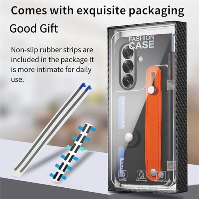 Omio for Galaxy Z Fold 7 Wallet Case with S Pen Holder & Stand, Built-in Screen Protector Wrist Strap Card Holder Back Cover Hard PC Shockproof Finger Grip Case for Men Women Girls, Black by Omio - Image 8