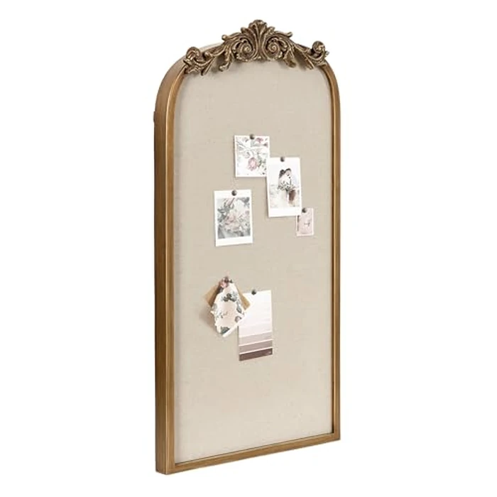 Kate and Laurel Arendahl Arch Pinboard; Gold; 13 x 25; Framed Arched Ornate Vintage Cork Board for Unique Display; Organization; and Decor Options by Kate and Laurel - Used - Very Good condition - CA$129.28
