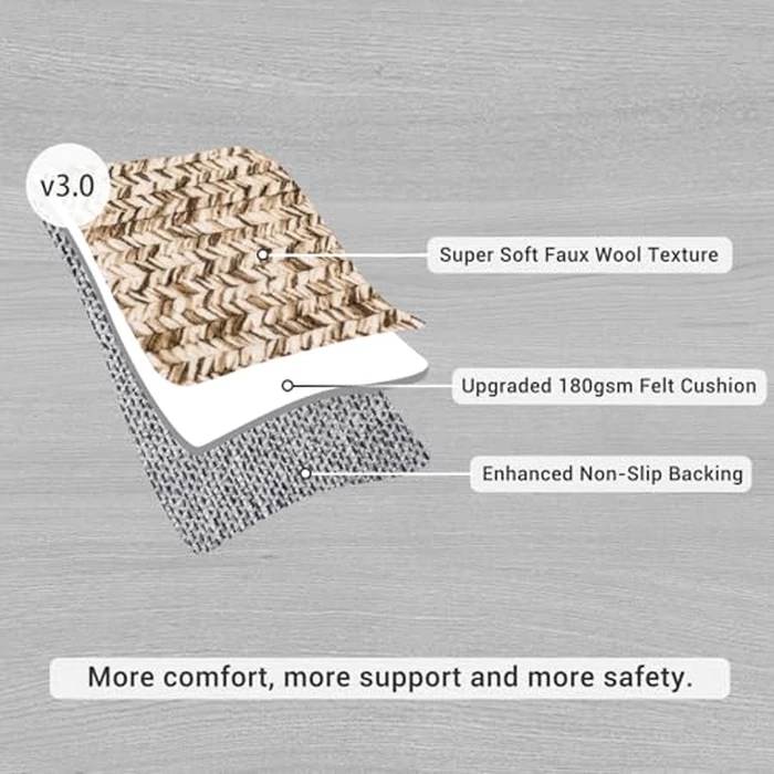 GarveeHome 2x6 Plain Runner Rug for Kitchen Plain Braided Print Rug Non Slip Bathroom Rugs Solid Color Area Rug for Entryway Indoor Carpet Stain Resistant Area Rug Natural Color by GarveeHome - Image 8