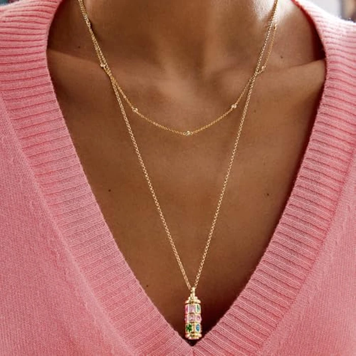 BaubleBar Initial Spinner Charm Necklace - Personalized Gold-Plated Pendant Necklace for Women w/Spinning Beads, Initial Necklace with Interchangeable Charms, Easy Twist Open Design - Letter J by BaubleBar - Image 2