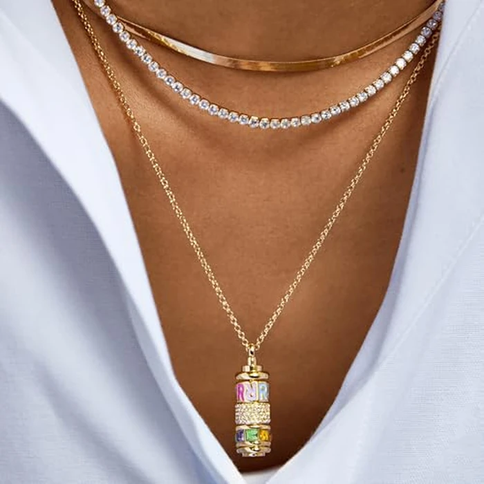 BaubleBar Initial Spinner Charm Necklace - Personalized Gold-Plated Pendant Necklace for Women w/Spinning Beads, Initial Necklace with Interchangeable Charms, Easy Twist Open Design - Letter J by BaubleBar - Image 3