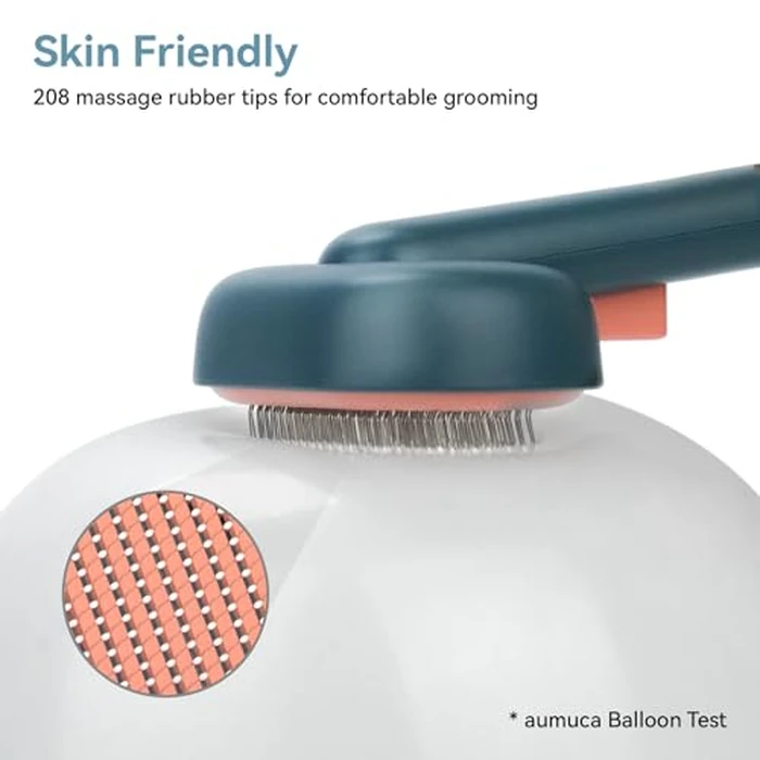 Aumuca Skin Friendly Self-Cleaning Slicker Brush for Dogs & Cats, Gentle Pet Grooming Tool for Shedding & Deshedding, Efficient Hair Remover for Long & Short Haired Pets by Aumuca - Image 3