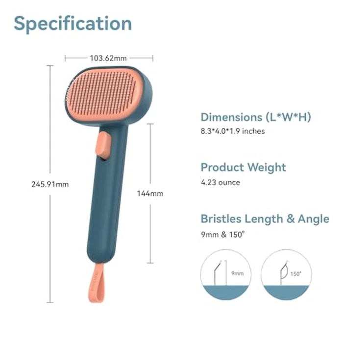 Aumuca Skin Friendly Self-Cleaning Slicker Brush for Dogs & Cats, Gentle Pet Grooming Tool for Shedding & Deshedding, Efficient Hair Remover for Long & Short Haired Pets by Aumuca - Image 9
