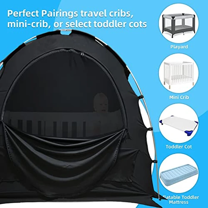 Crib Blackout Cover for Pack N Play, Jonnick Canopy Cover, 90% Blackout Tent for Travel Crib, Portable Stretchy Netting Cover by Jonnick - Used - Acceptable condition - CA$92.18
