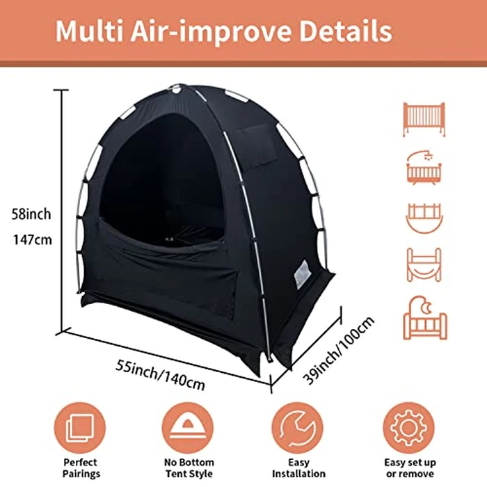 Crib Blackout Cover for Pack N Play, Jonnick Canopy Cover, 90% Blackout Tent for Travel Crib, Portable Stretchy Netting Cover by Jonnick - Image 3