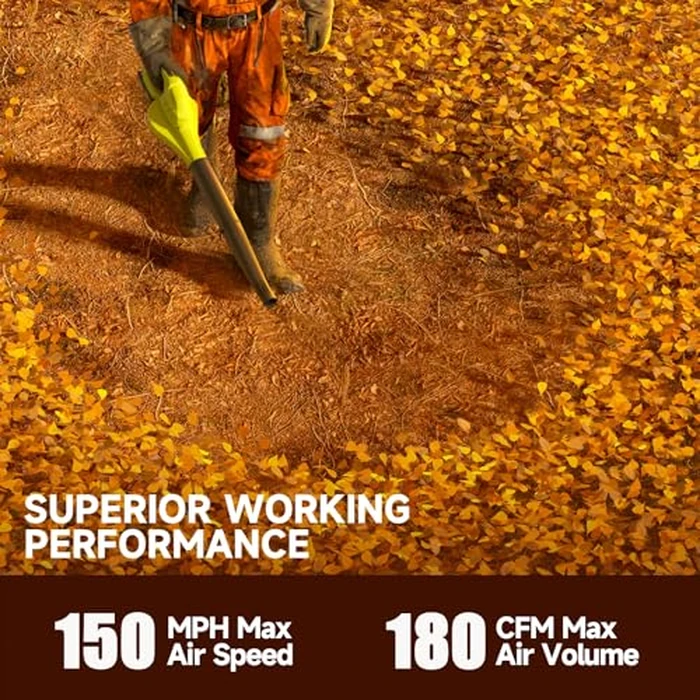 Leaf Blower Cordless with 2X 4.0Ah Batteries and Charger, 150MPH Lightweight Cordless Blower, 3 Speeds Small Battery Operated Leaf Blowers for Lawn Care, Patio, Yard, Leaves, Grass, Dust (Green) by PULITUO - Image 2