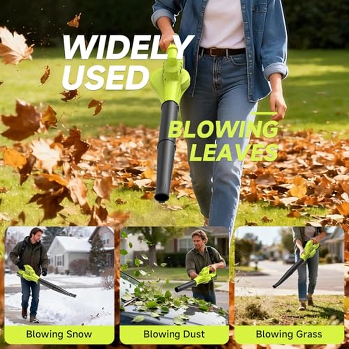 Leaf Blower Cordless with 2X 4.0Ah Batteries and Charger, 150MPH Lightweight Cordless Blower, 3 Speeds Small Battery Operated Leaf Blowers for Lawn Care, Patio, Yard, Leaves, Grass, Dust (Green) by PULITUO - Image 6
