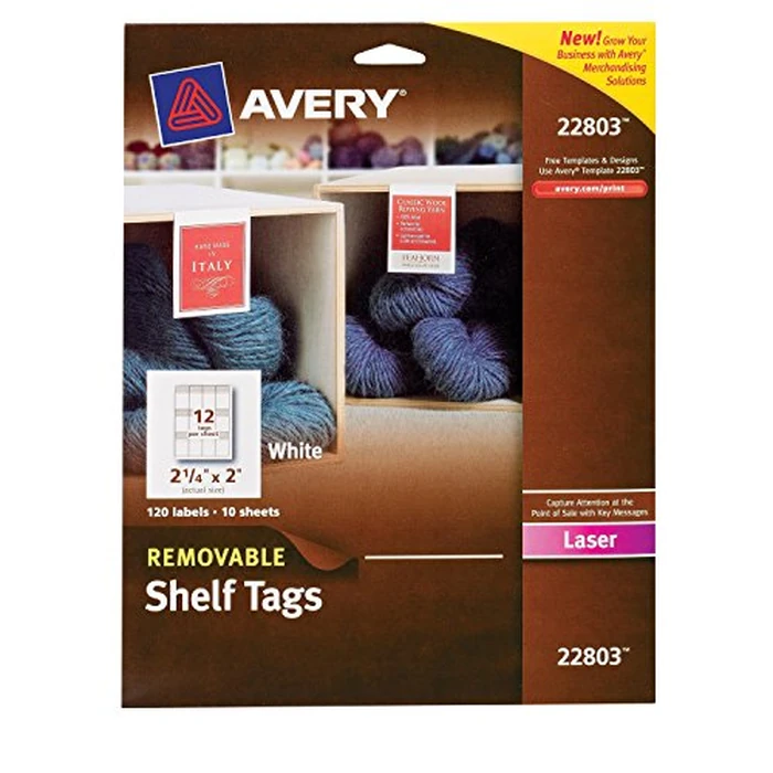 Avery Removable Shelf Tags for Laser Printers, 2 x 2.25-Inches, Pack of 120 (22803) by Avery - Used - Like New condition - CA$18.68