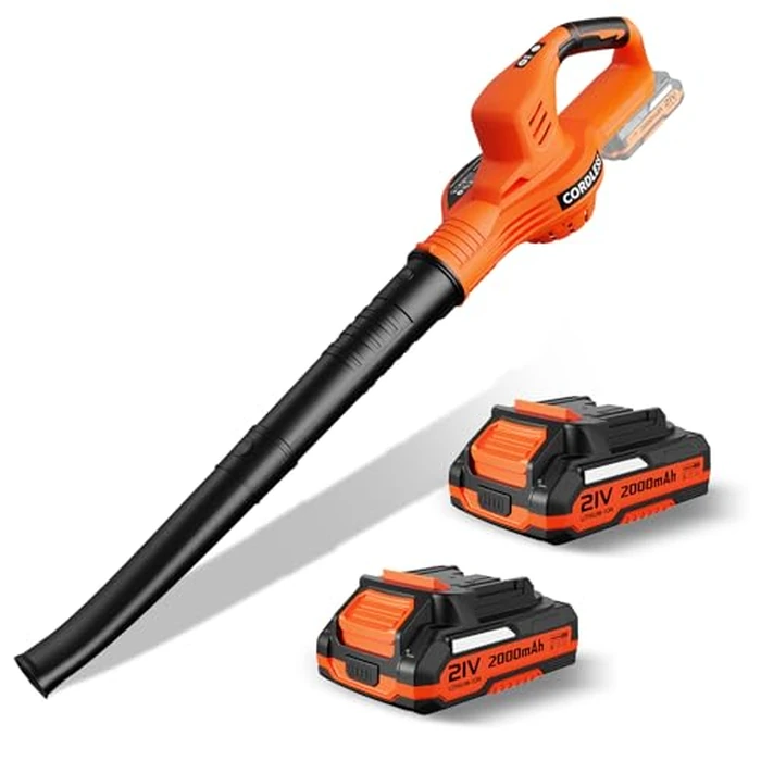 Leaf Blower Cordless with 2 Batteries and Charger, 150MPH Handheld Electric Speed Mode, 2.0Ah Battery Powered Blowers for Lawn Care, Patio, Blowing Leaves, Snow by LAZYBOI - Used - Good condition - US$58.22
