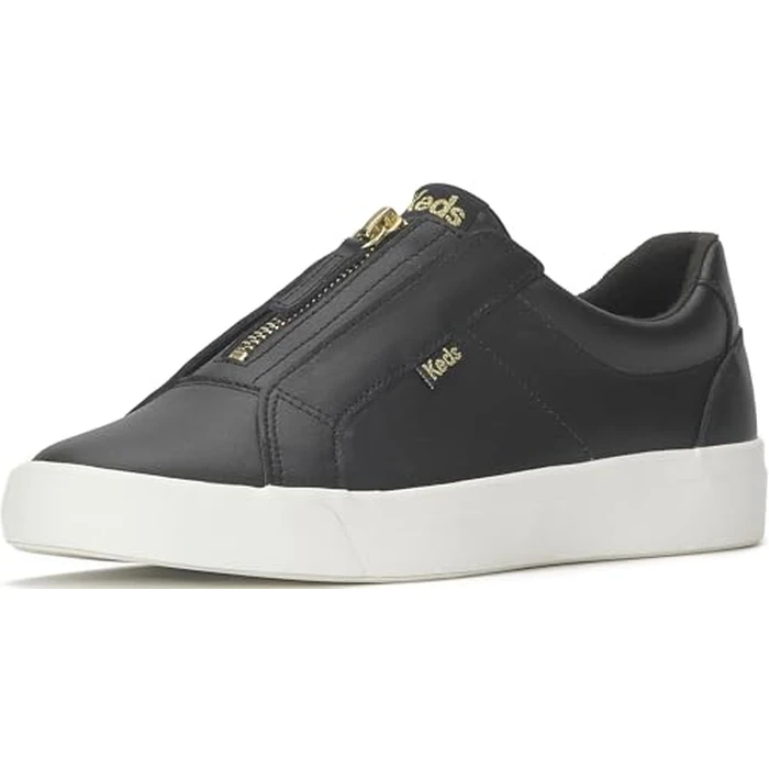 Keds Women's Pursuit Zip Fashion Sneaker, Black Leather, 4 by Keds - Used - Like New condition - CA$23.00