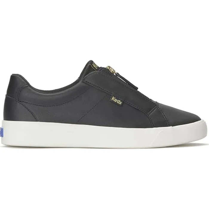 Keds Women's Pursuit Zip Fashion Sneaker, Black Leather, 4 by Keds - Image 2