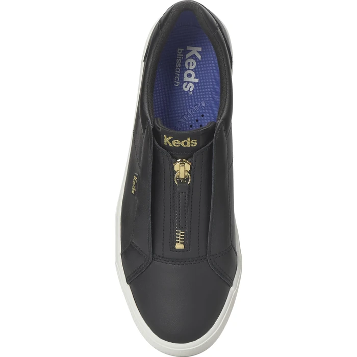 Keds Women's Pursuit Zip Fashion Sneaker, Black Leather, 4 by Keds - Image 4