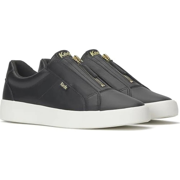 Keds Women's Pursuit Zip Fashion Sneaker, Black Leather, 4 by Keds - Image 6