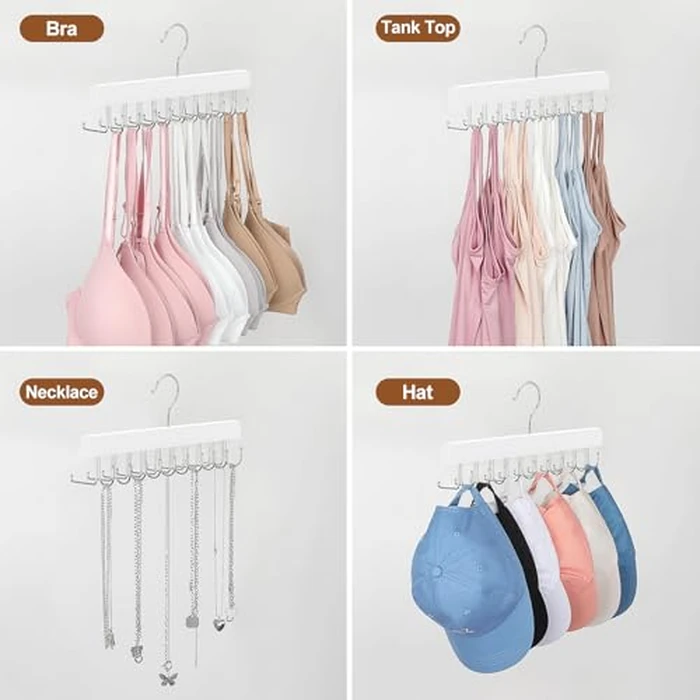 TOPIA HANGER 2 Pack 2 in 1 Belt Tie Hanger for Closet Max 60 Belts with 60 Ties Capacity, 40 Hooks Belt Tie Racks Wooden Hanger for Closet Organizer Storage “U” Fit Belt and “一” Fit Tie - CT52W by TOPIA HANGER - Image 6