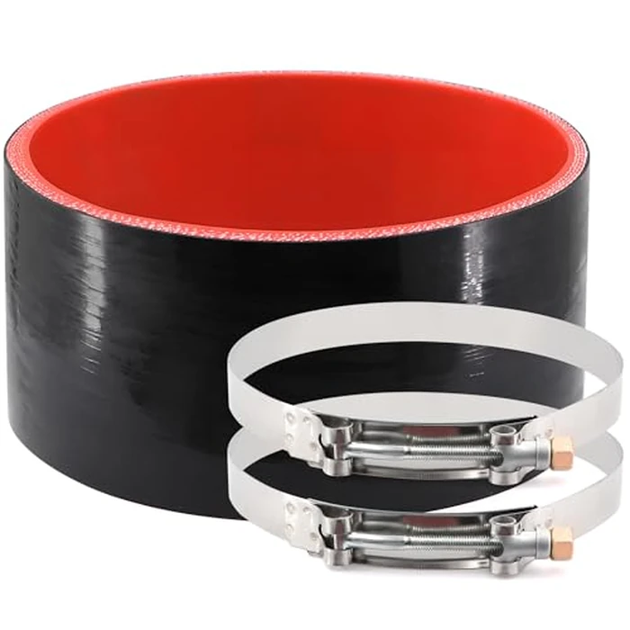 ID 6 Inch(152mm) High Temperature 4-Ply Reinforced Straight Silicone Hose Performance Coupler with 2Pcs T-Bolt Clamps Suitable High Level Turbo Pipe Connecting by TuoLauthon - Image 1