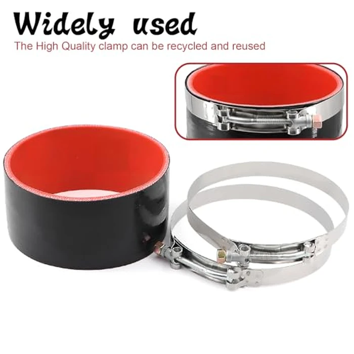 ID 6 Inch(152mm) High Temperature 4-Ply Reinforced Straight Silicone Hose Performance Coupler with 2Pcs T-Bolt Clamps Suitable High Level Turbo Pipe Connecting by TuoLauthon - Image 4