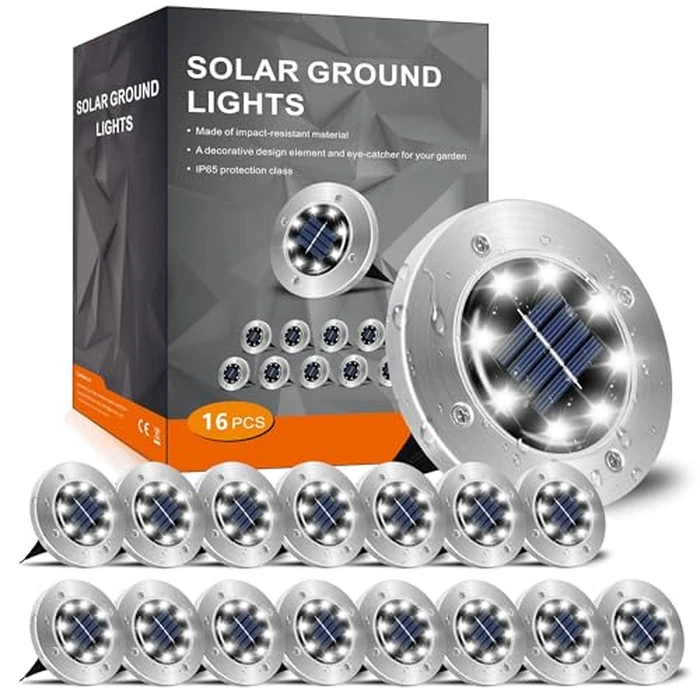 INCX 4.6 inch Solar Lights Outdoor Waterproof, 16 Pack Solar Light for Outside, Garden Lights Landscape Lighting for Patio Pathway Lawn Yard Deck Driveway Walkway, Cold White by INCX - Image 1